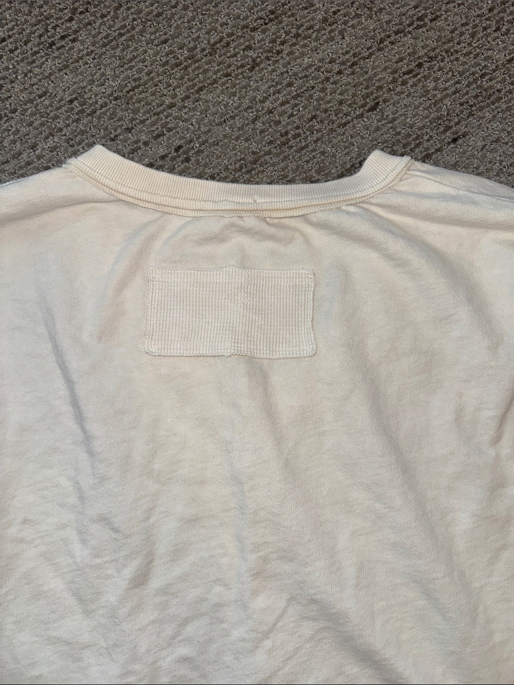 Boutique Cream V-Neck Mixed Fabrics Lace Sleeve Women's Boho Top - Picture 7 of 10